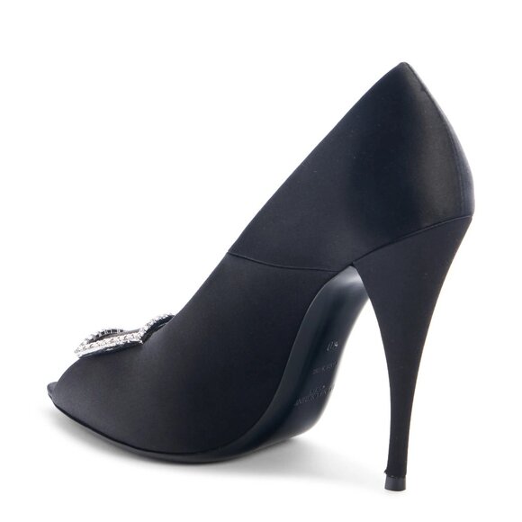 NIB Authentic Saint Laurent Black Frankly 115 Satin Peep Pump Sandals - Picture 4 of 16